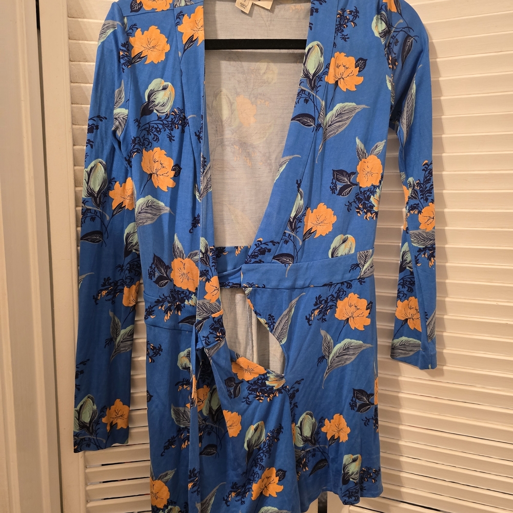 Diane Von Furstenberg Blue Floral Mini Dress